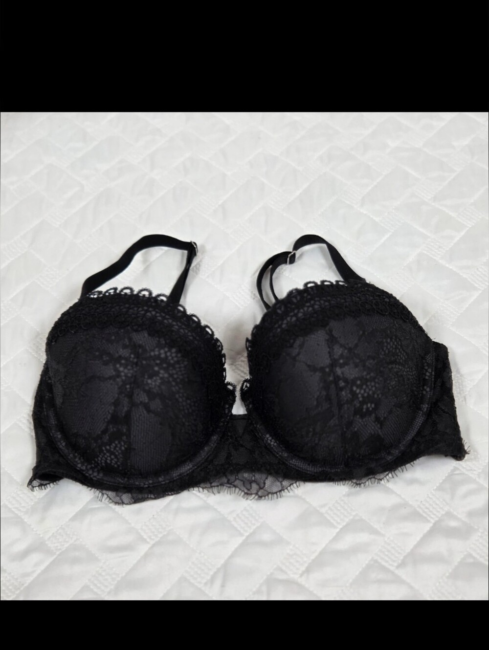 Victoria's Secret Very Sexy Black Lace Uplift Balconet Bra Underwire 32DD